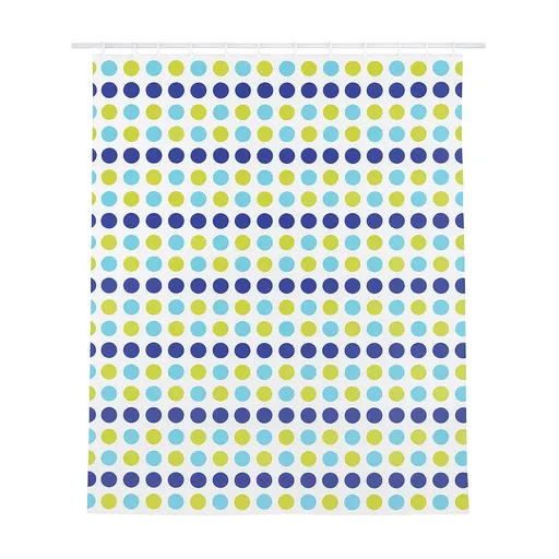 Shower Curtain in Blue and Green Polka Dot Print – 180 x 180cm Polyester