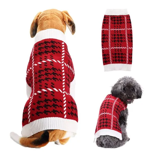 Dog Sweater Acrylic Knit Christmas Design XL Size Red and White Deer