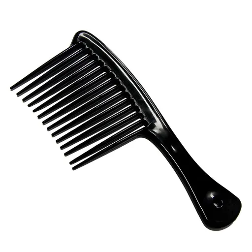 Large Wide Tooth Comb Handle Detangling Reduce Hair Loss Brush Tool (Black) Black