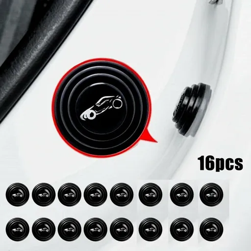 16Pcs Black Silicone Car Door Shock Absorbing Pads Anti-Bump Silent Gasket Protectors For Vehicle Exterior Door Edge Protection Accessories