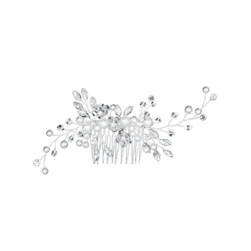 Silver Bridal wedding hair accessories Pearl Hair Comb Crystal Headdress Banquet Hair Accessories Bridal Headdress Insert Comb