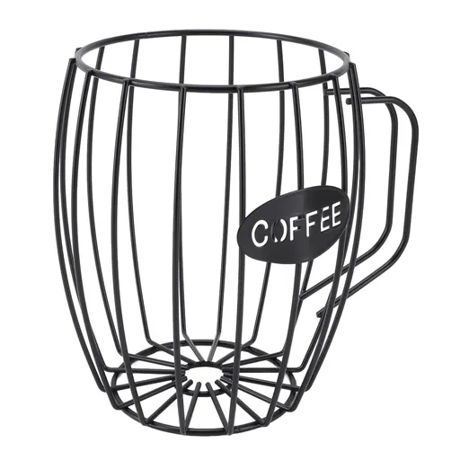 Coffee Pod Holder Iron Metal Beer Cup Shaped Coffee Capsule Storage Basket Organizer for Counter Coffee Bar Accessories Black