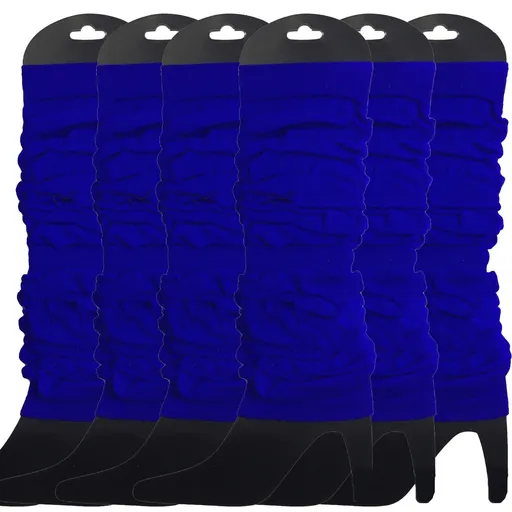 6x LEG WARMERS Knitted Womens Neon Party Knit Ankle Fluro Dance Costume 80s BULK - Royal Blue