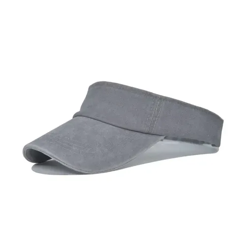 Unisex Summer Denim Sun Visor Cap Breathable Washed Running Hat - Grey
