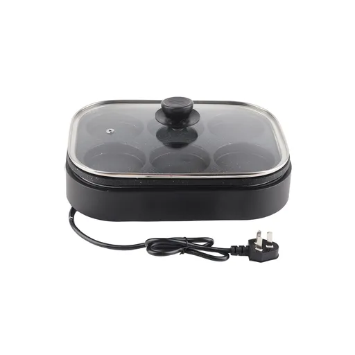 6 Hole Egg Frying Pan Nonstick Breakfast Pot Multifunctional Breakfast Maker Hamburger Machine With Pot Cover