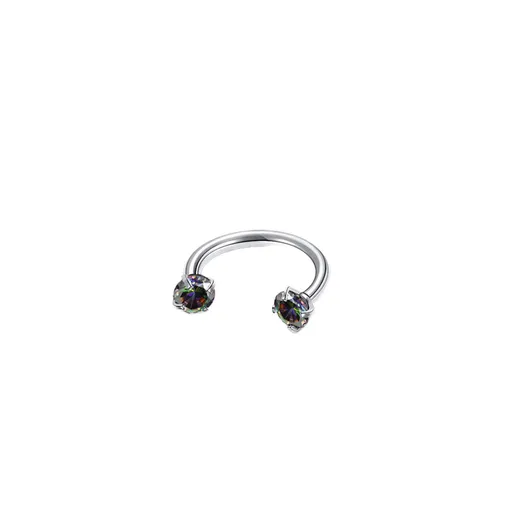 2-PCS Colour G23 Titanium Horseshoe Ring with 5A Zircon Internal Thread for Nose Ear Lip Septum Piercing Hypoallergenic Jewelry for Local Trendsetters