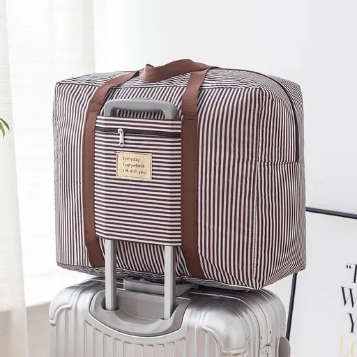 Travel Storage Bag Oxford Cube Waterproof Coffee Stripe Medium 42X32X17cm