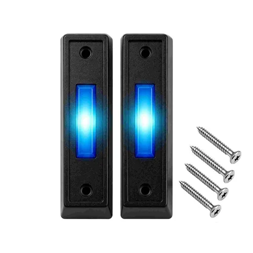 2 Pcs Lighted Doorbell Button,Wired Door Bell Push Buttons with Screws,Door Bell Ringer Push Buttons,Garage Door Switch with LED Light,Classic Rectangular Lighted Door Bell Button (Black)