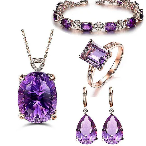 Women Jewelry Set Crystal Necklace Earrings Bracelet Ring Set,jewelry Gifts For Mother Wife Girls