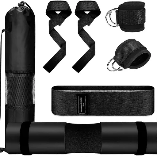 Sport Barbells Machine Compatible Hip Thrusts Pad Set Comprising Essential Accessories Suitable for Diverse Routines - Black