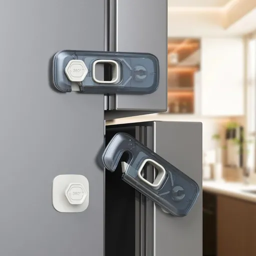 5 Pack Child Proof Refrigerator Lock, Fridge Locks for Kids with Sticky Adhesive Pads, Child Safety Locks for Doors, RV Refrigerator, Oven Lock Child Safety Baby Cabinet Locks