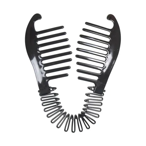 Flexible Interlocking Banana Clip Interlocking Two Sides Hair Comb Durable plastic construction - Black