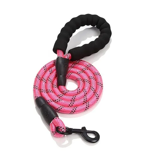 Reflective Dog Leash for Small, Medium, and Large Breeds – Durable Nylon Rope Leash with Soft EVA Foam Handle, Secure Metal Hook, and 360° Night Visibility for Safe Daily Walks, Available in Multiple Vibrant Colors and Lengths (Pink, 2m×1.2cm（6.5ft×1