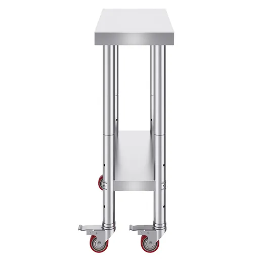 30x12x34 Inch Stainless Steel Work Table 3-Stage Adjustable Shelf with 4 Wheels Heavy Duty Commercial Food Prep Worktable with Brake for Kitchen Prep Work