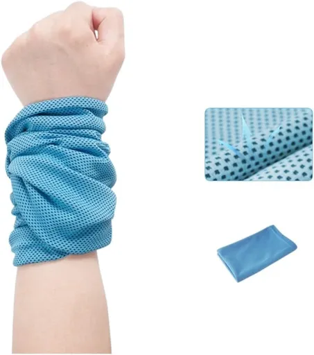 2 Pack Cooling Sport Sweat Towel, Quick Dry Ice Silk Fabric, for Gym Fitness Running Yoga Outdoor Activities, Portable Sweat Absorbing & Cooling Towel for Men Women (Sky Blue)