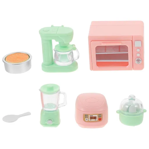 Miniature Dollhouse Kitchen Playset with Rice Cooker, Oven, Juice Extractor - Realistic Toy Appliances for Kids’ Imaginative Play