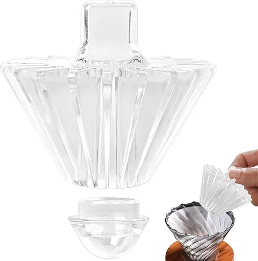 2-in-1 Convertible Style Coffee Filter Shape Fixed Tool For V60 & Basket Pour Over Coffee Filter Paper Assistant – Convenient and Efficient Accessory for Enthusiasts (Transparent white)