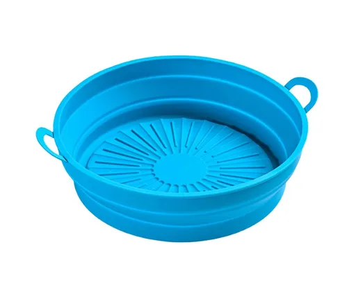Air Fryers Bakeware Foldable Silicone Grill Pan -Blue 7.5inch