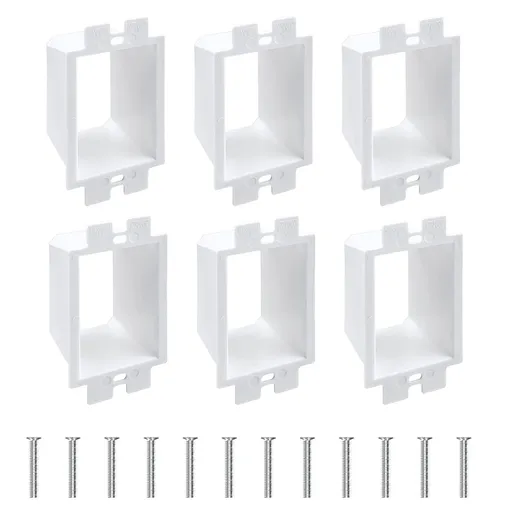 6 Pcs BE1-2 Electrical Outlet Box Extenders, Electrical Box Extender, 1 Gang Power Outlet Box Extender, Electric Box Extenders or Outlets, Single Gang Electric Outlet Box Extension with 12 Screws