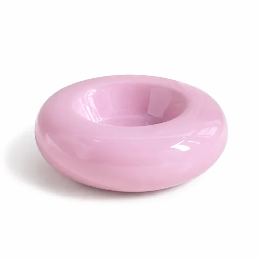 Purple Ceramic Pet Donut Bowl - 50ml Food Dish for Cats and Small Dogs - Non Slip Base, Easy Clean Glaze, Compact Snack Feeder, Pastel Colours, Home and Travel Use