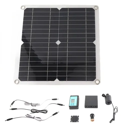 Solar Water Pump Kit 50W Solar Panel 22W Water Fountain Pump with Battery Box and Timing Controller DC12V