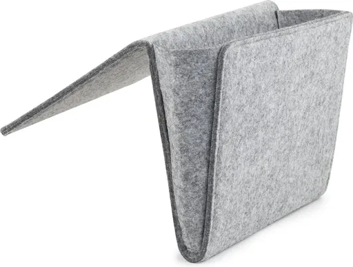 Medium Grey Felt Bedside Caddy, Multi-Pocket Bed and Sofa Storage Organizer