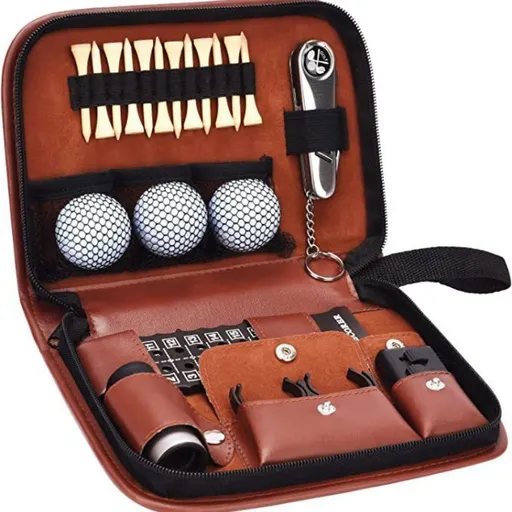 21 Piece Premium Golf Essential Accessory Kit PU Leather Organizer Professional Golf Tool Kit Pouch