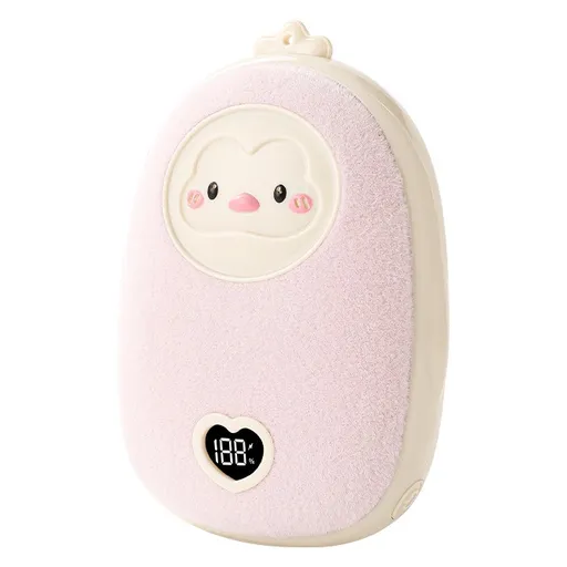 Cute Cartoon Hand Warmer 2-in-1 Portable USB Charging Power Bank, 3 Temperature Settings Pocket Heater—Pink