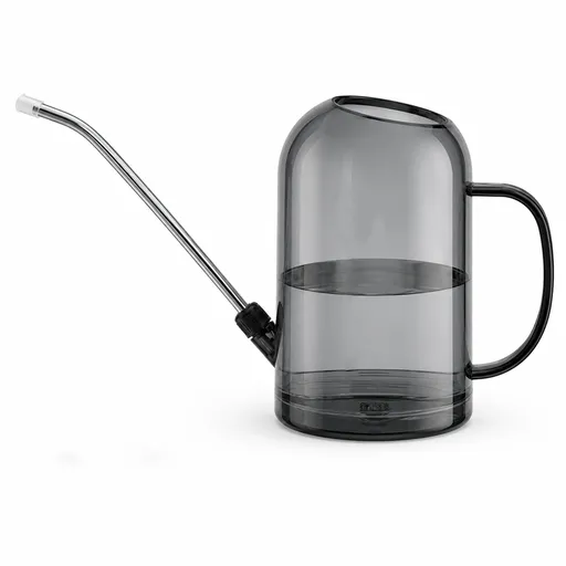 2L Gray Long Spout Watering Can with Shower Head - Clear Plastic Indoor Plant Waterer for Succulents, Balcony Garden, Precise Watering Tool