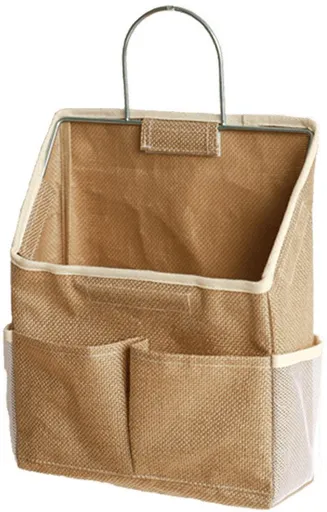 Storage Bag - Cotton and Linen Fabric - Bedside Storage Bag - Wall Mounted - Dorm Room Essentials and Snack Storage Bag - Visual Storage Bag