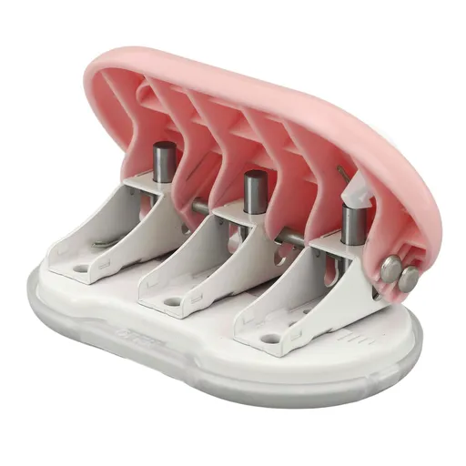 3 Hole Puncher DIY Mini Handheld Paper Punch Loose Leaf Manual Punching Machine for Home Dorm Office Pink