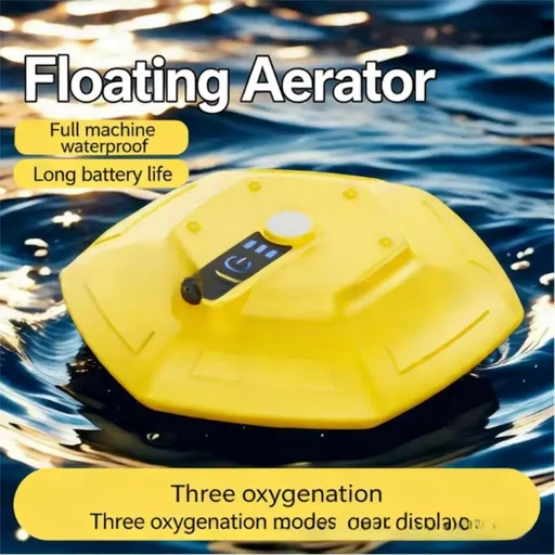 Yellow Portable Floating UFO Aerator - Rechargeable Waterproof Fish Tank Oxygen Pump with 3 Oxygen Output Modes and Quiet Operation