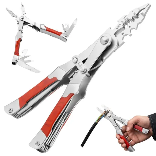 20 in 1 Wire Stripper Tool, Two Way Rotating Metal Handle, Foldable Portable Ddesign, for Stripping Cutting Crimping
