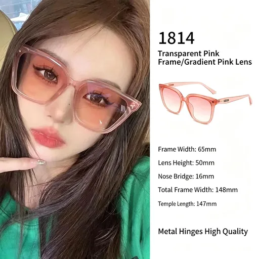 Dreamy Sheer Pink Frame Gradient Pink Lens Cat Eye Sunglasses UV400, Romantic Blush Date-Ready Look, Suitable for Christmas Gifting