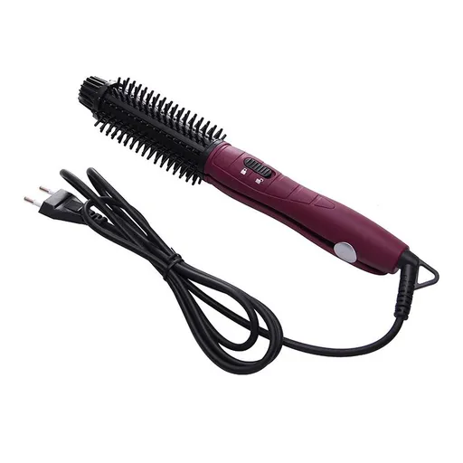 Hair Curler 2 in 1 Ceramic Hair Curler Brush Straight and Curl Curling Iron Perm Hair Comb Pear Flower Electric Round Brush