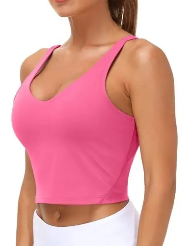Women's Longline Sports Bra for Yoga, Running, Gym Workouts & Low-Impact Activities, XXL (bright pink)