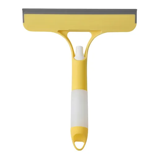 Yellow 3-in-1 Window Squeegee with Built-in Spray Bottle - Dual Sided Sponge Glass Cleaner - Streak Free Tool for Shower Screens, Mirrors & Car Windows