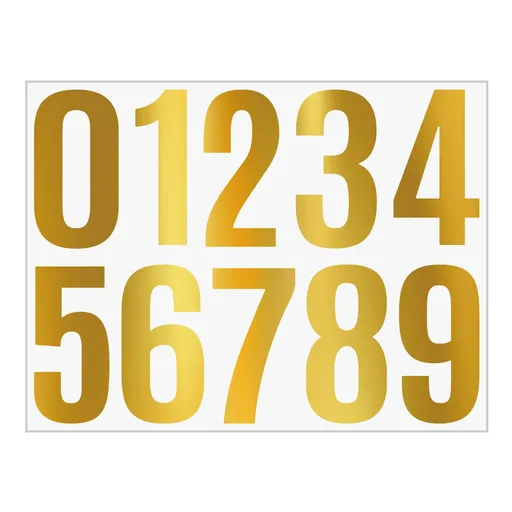 Vinyl Number Stickers, Self Adhesive Weatherproof Digit Decals for Mailbox Car and Home, Gold, 4 inches