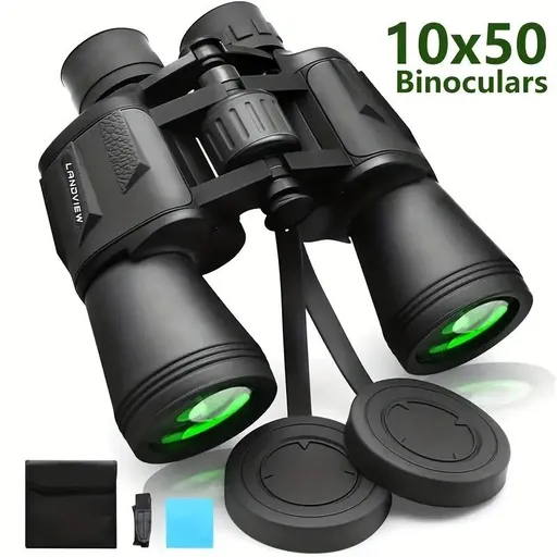 10x50 HD Binoculars Wide Angle Large Eyepiece Night Vision Lightweight Portable Black