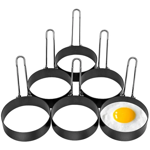 6 Pack Eggs Rings, Stainless Steel Egg Cooking Rings, Round Pancake Mold for Frying Eggs, Omelet and Muffins