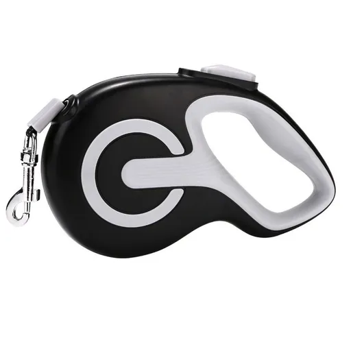 Black 3 Meter Retractable Dog Leash | Ergonomic Anti-Slip Grip | Heavy Duty Nylon Rope for Small to Medium Dogs