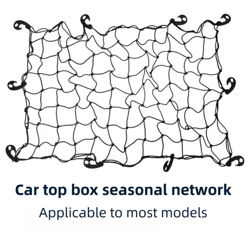 120 x 80 cm Car Roof Cargo High-Elasticity Net and Stretchable Luggage Storage Net with 10 Secure Hooks – Universal Roof Rack & Trunk Organizer Net for Travel, Camping and Outdoor Geariversal Roof Rack & Trunk Organizer Net for Travel, Camping and Ou