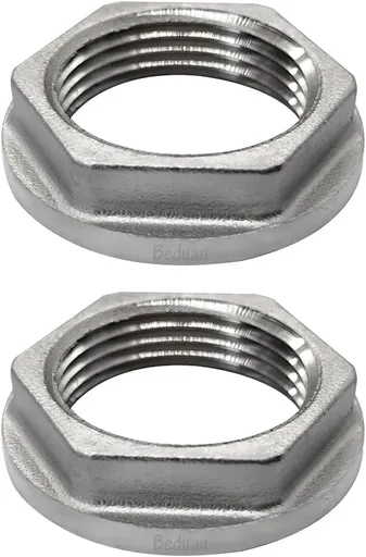 Stainless Steel 3/4 NPS Female Threaded Hex Lock Nuts Flange Gasket for Pipe Connection Bulkhead Fitting