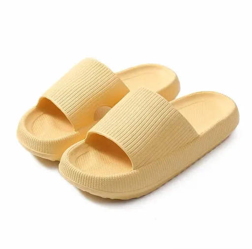 Ultra-Soft Pillow Slides EVA Slippers for Indoor Outdoor Use – Thick Anti-Slip Sole - Yellow 38-39