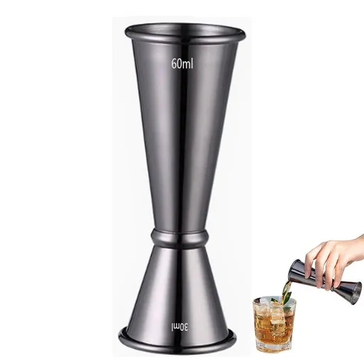 Stainless Steel Double Jigger 30ml 60ml Cocktail Bar Measuring Cup - Black