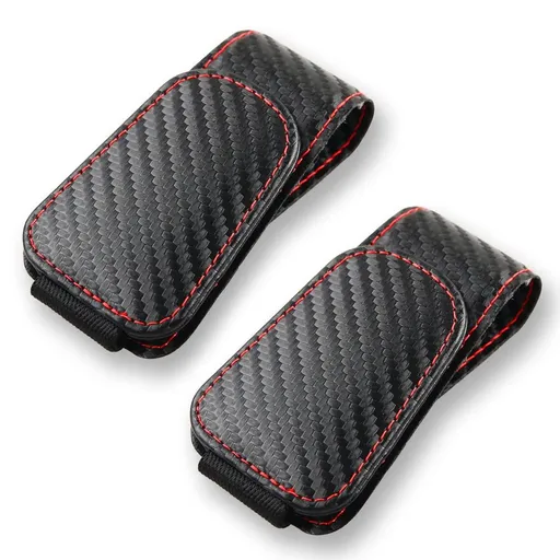 4Pcs Sunglass Holder for Car, Magnetic Leather Eyeglass Hanger Clip for Car Sun Visor, Sunglasses Holder and Ticket Card Clip for Car Visor Accessories (Carbon Fibre Black)