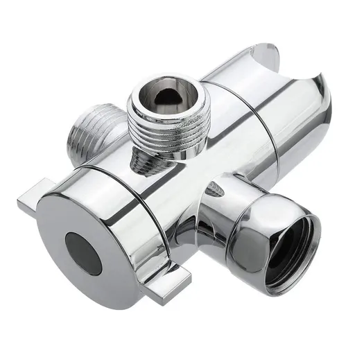 1 Piece 3-Way Diverter Valve, 1, Shower Arm Diverter with Handheld Showerhead Bracket, Heavy-Duty Shower Head Arm Mounted, Silver, 8.6 cm