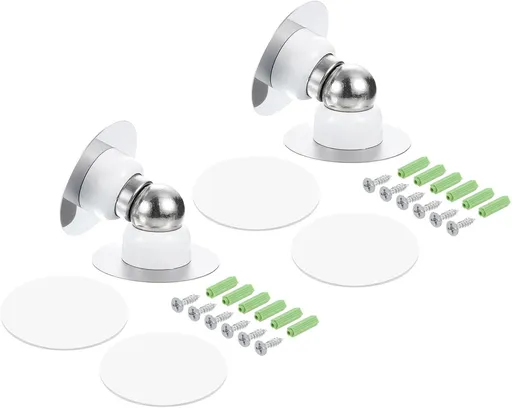 2 pieces - Door stopper - Magnetic door catch - Door buffer - Indoor door stoppers - magnetic door stopper - stainless steel - wall protector - door stopper - with tape and concealed screws - for home, office - 54*54*47 mm - white