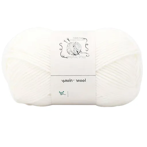 Hand-Knitted Yarn #2 Pure White , 1Pc100G Hand Woven Cotton Yarn Soft Crochet Yarn for Hand Knitting Warm Sweater Sofa Cushion Scarf Diy pure white
