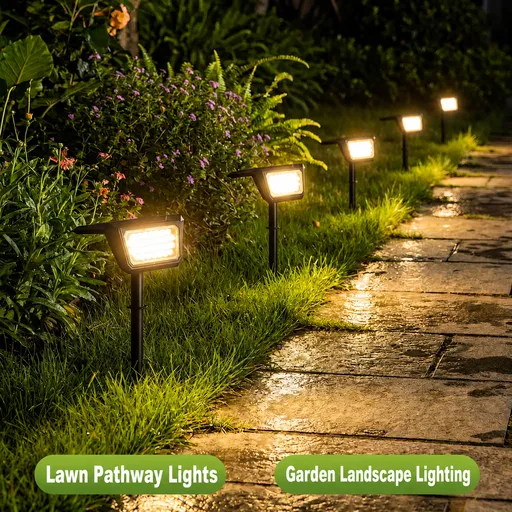 Solar Powered Outdoor Landscape Spotlights with IP65 Waterproof ABS+PC Construction, Dual Color Temperature Options for Garden Pathway Wall and Patio Ambient Lighting, Easy Ground Insert or Wall Mount Installation (4PCS, 6500K（Cool White）)